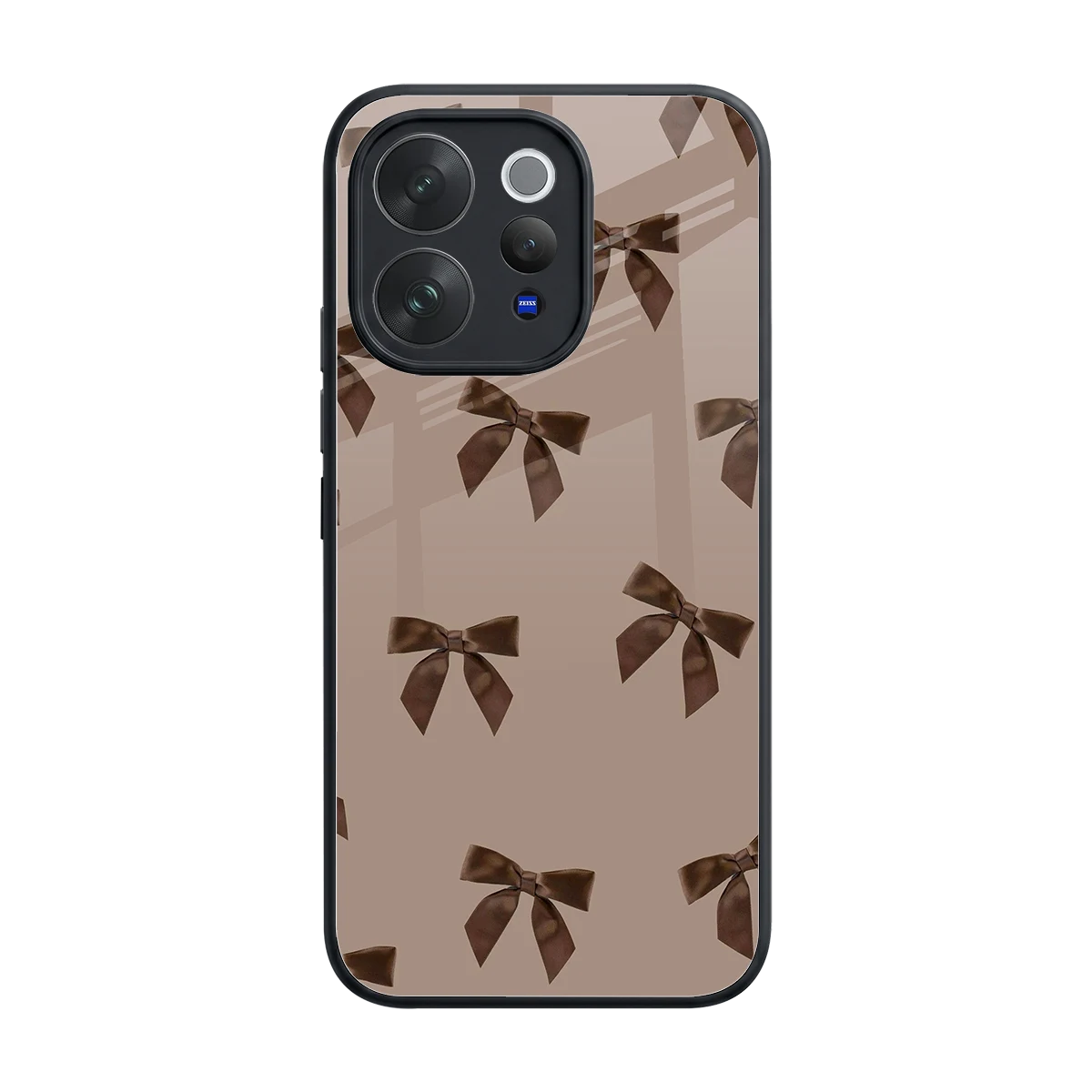 Brown Bow back phone cover | glass case for vivo v70
