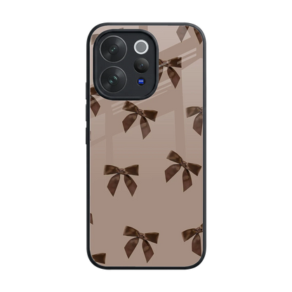 Brown Bow back phone cover | glass case for vivo v70