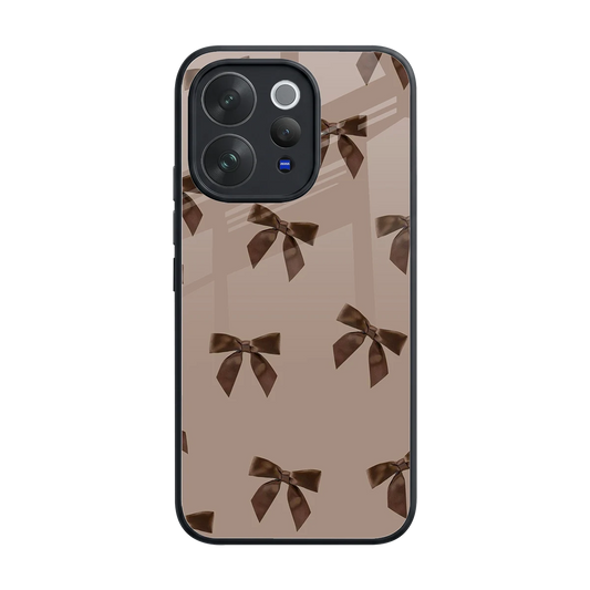 Brown Bow back phone cover | glass case for vivo v70