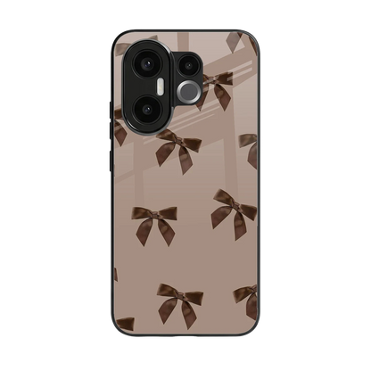 Brown Bow back phone cover | glass case for vivo x200 fe