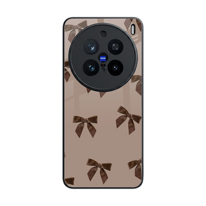 Brown Bow back phone cover | glass case for vivo x200 pro