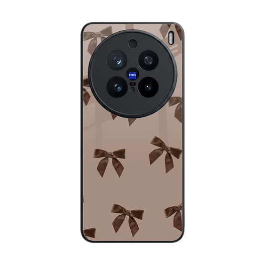 Brown Bow back phone cover | glass case for vivo x200 pro