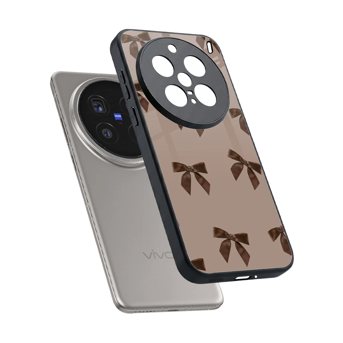 Brown Bow sleek vivo x200 pro cover with tempered glass back and TPU edges