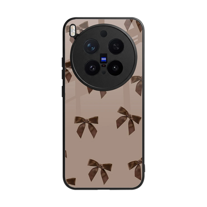 Brown Bow back phone cover | glass case for vivo x300 pro
