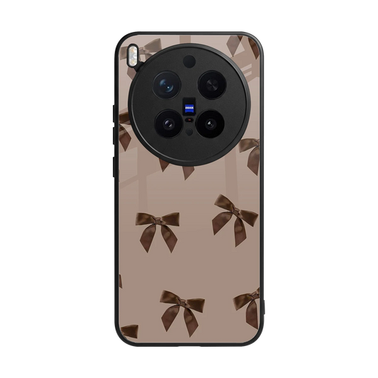 Brown Bow back phone cover | glass case for vivo x300 pro