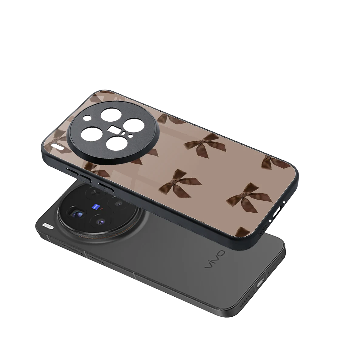 Brown Bow sleek vivo x300 pro cover with tempered glass back and TPU edges