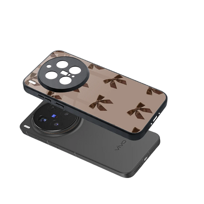 Brown Bow sleek vivo x300 pro cover with tempered glass back and TPU edges