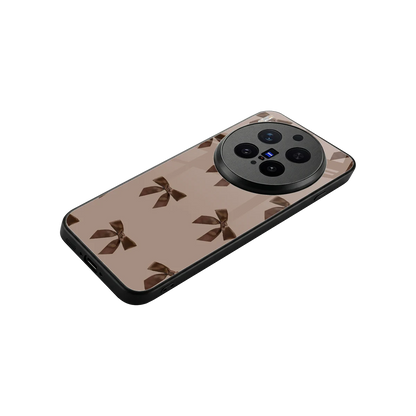 Brown Bow stylish phone case for vivo x300 pro | glossy glass and slim fit
