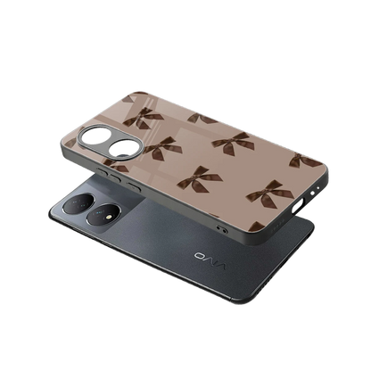 Brown Bow sleek Vivo-y100 cover with tempered glass back and TPU edges