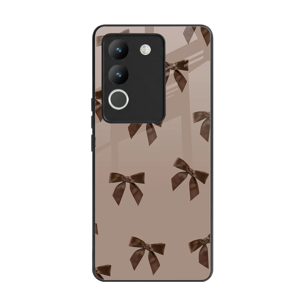 Brown Bow back phone cover | glass case for vivo y200 5g
