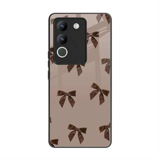 Brown Bow back phone cover | glass case for vivo y200 5g