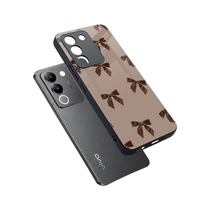 Brown Bow sleek vivo y200 5g cover with tempered glass back and TPU edges