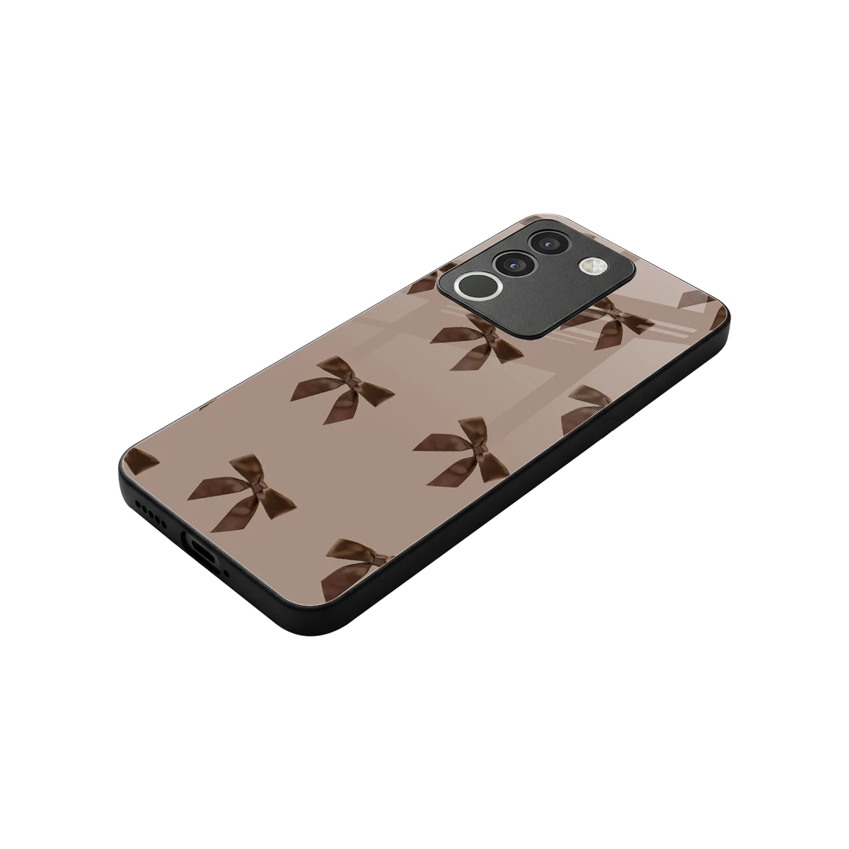 Brown Bow stylish phone case for vivo y200 5g | glossy glass and slim fit