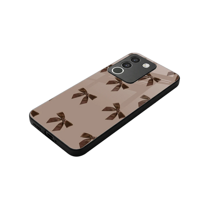 Brown Bow stylish phone case for vivo y200 5g | glossy glass and slim fit