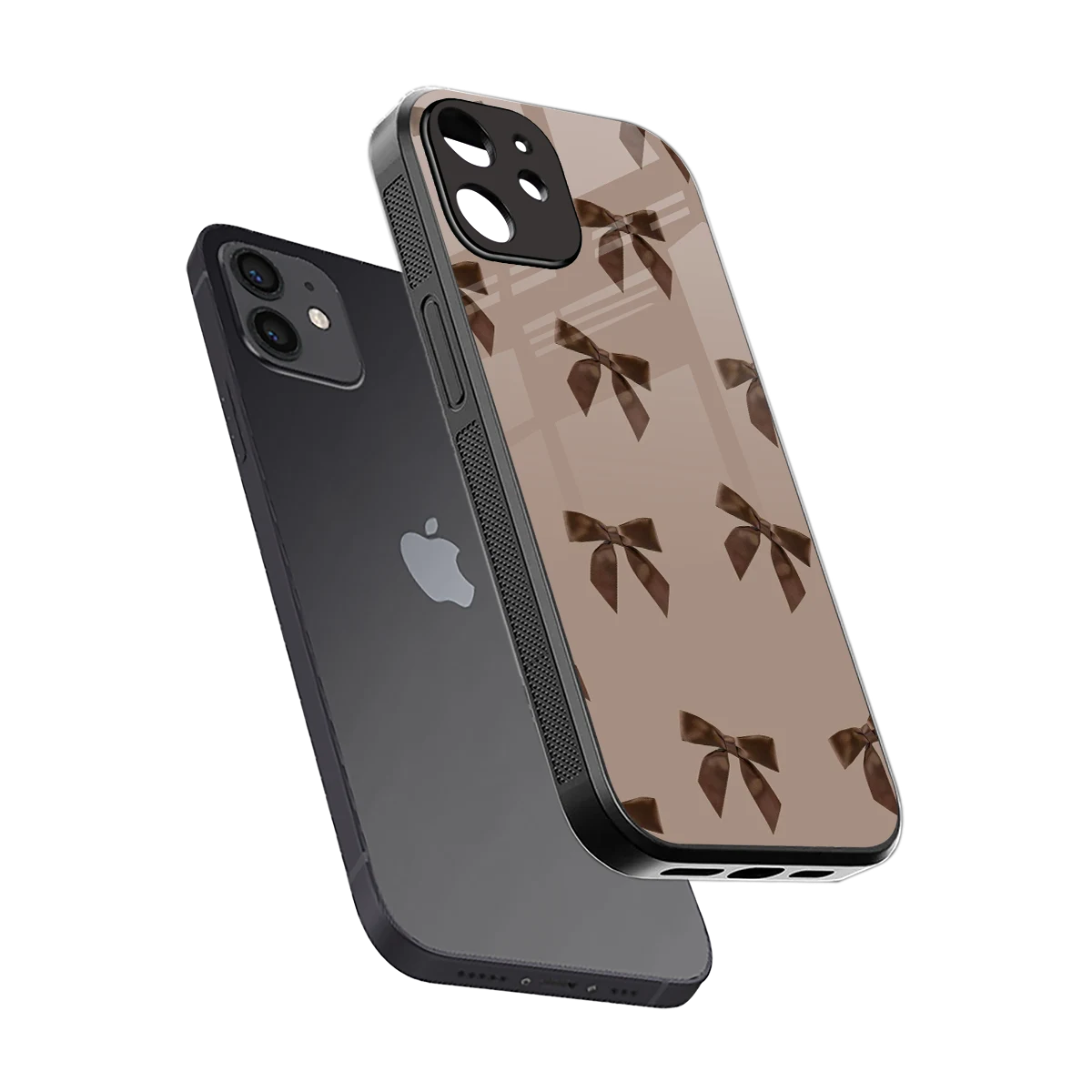 Brown Bow sleek iphone 12 cover with tempered glass back and TPU edges