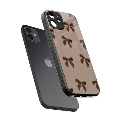Brown Bow sleek iphone 12 cover with tempered glass back and TPU edges
