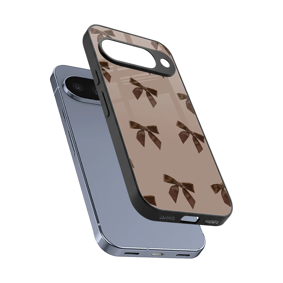 Brown Bow sleek google pixel 10 cover with tempered glass back and TPU edges
