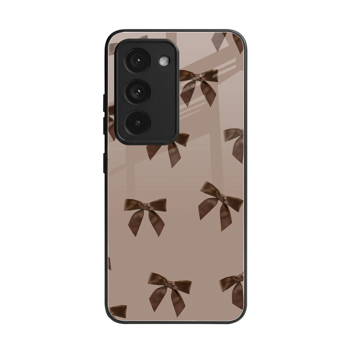 Brown Bow back phone cover | glass case for redmi 15 5g