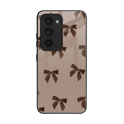 Brown Bow back phone cover | glass case for redmi 15 5g