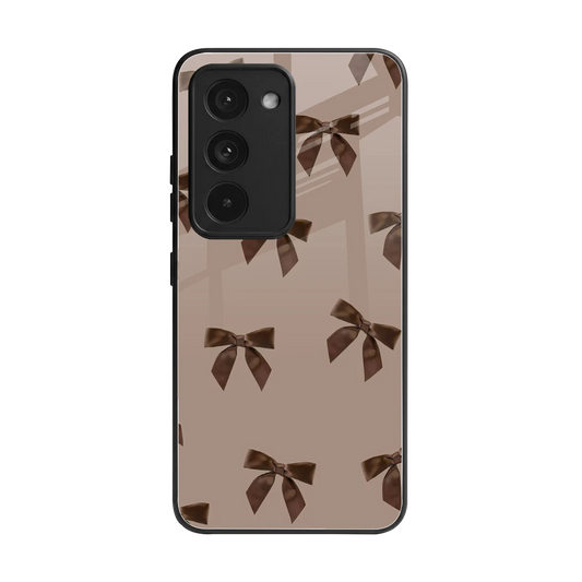Brown Bow back phone cover | glass case for redmi 15 5g