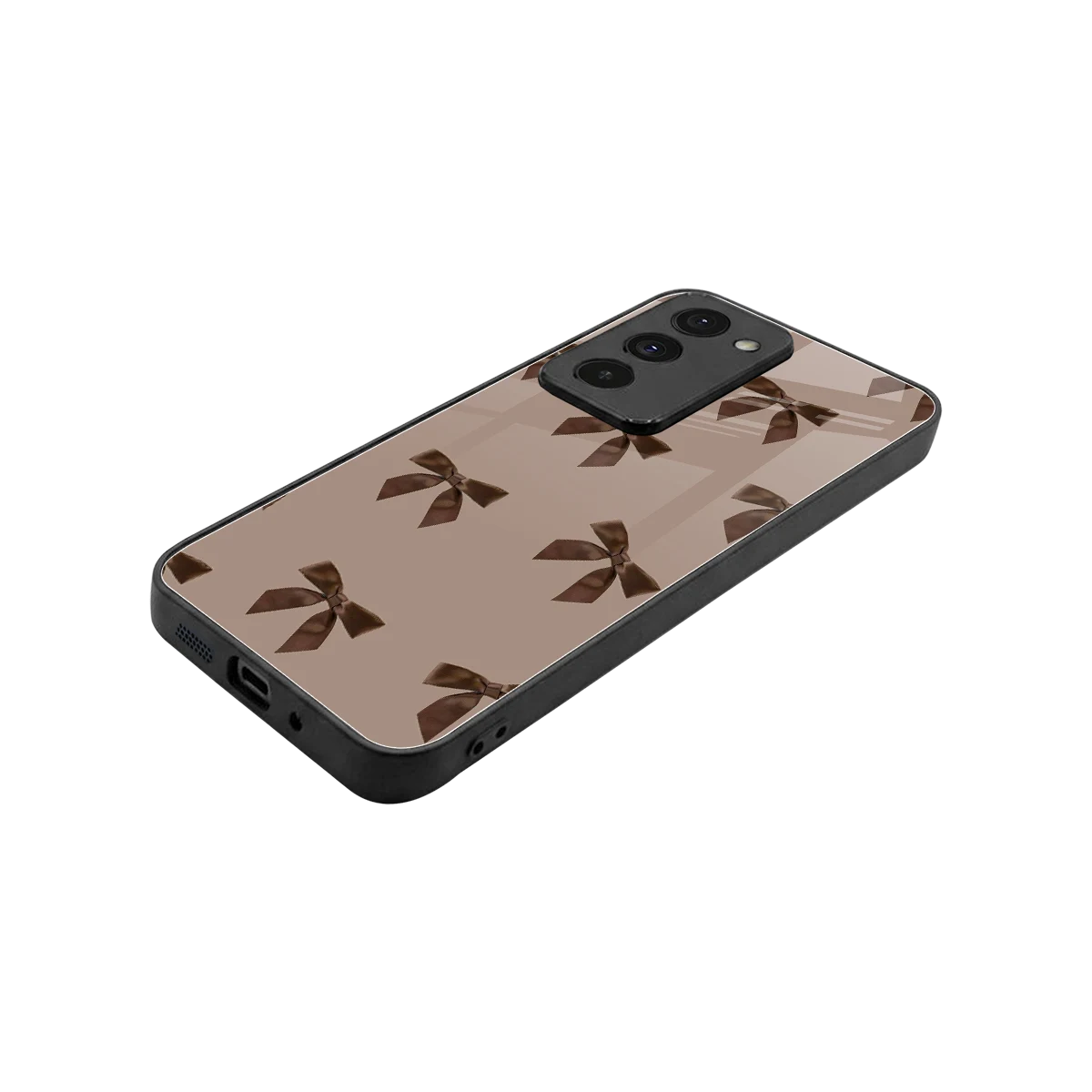 Brown Bow stylish phone case for redmi 15 5g | glossy glass and slim fit
