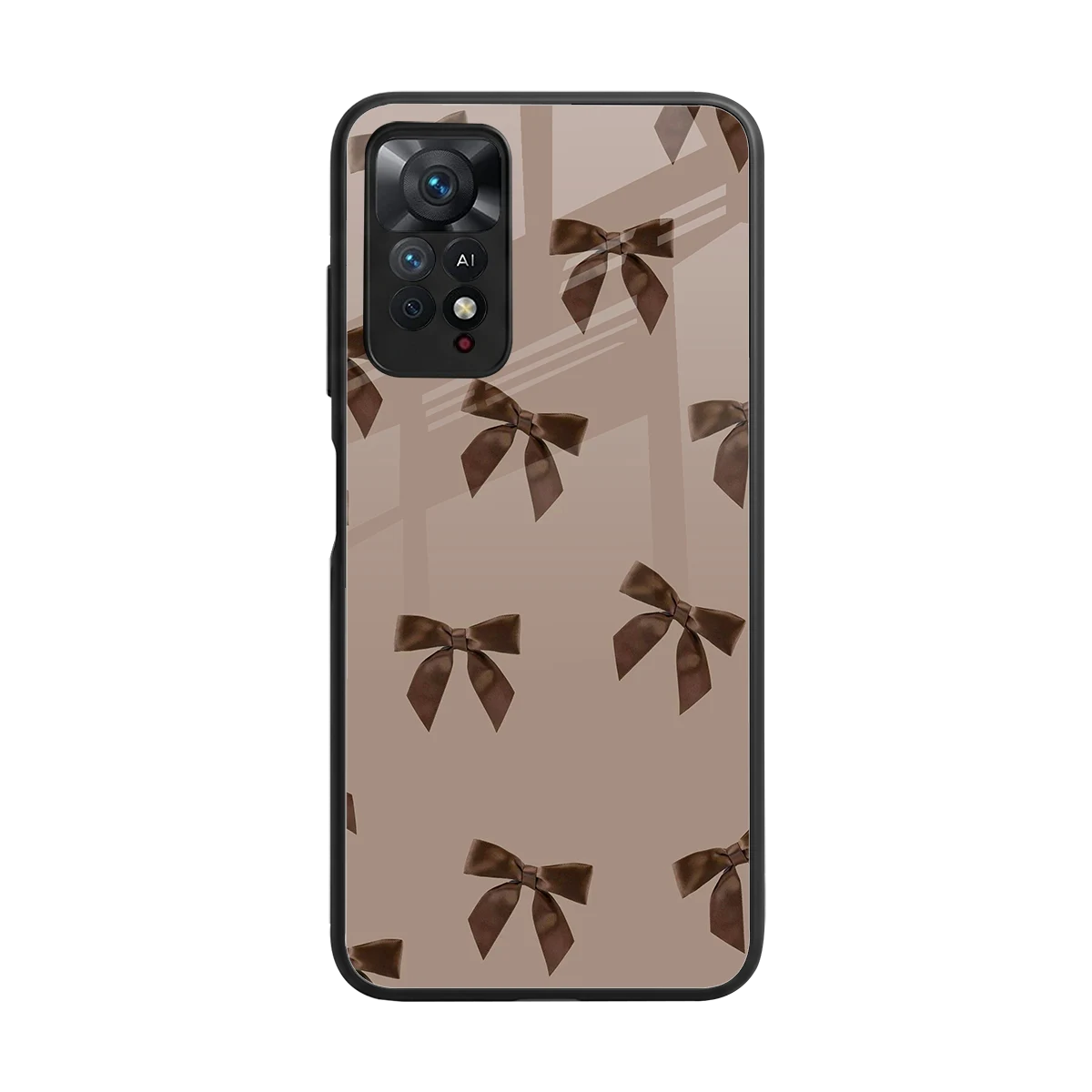 Brown Bow back phone cover | glass case for redmi note 11 pro