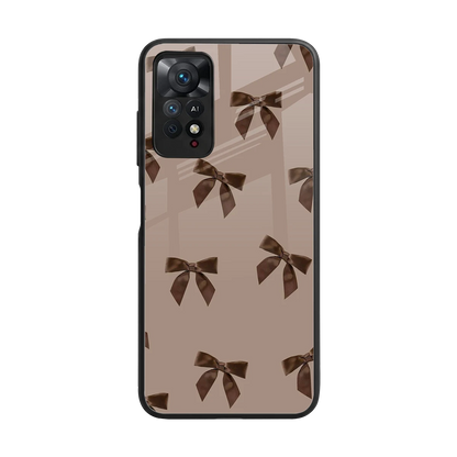 Brown Bow back phone cover | glass case for redmi note 11 pro