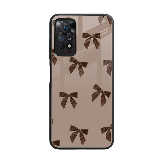 Brown Bow back phone cover | glass case for redmi note 11 pro