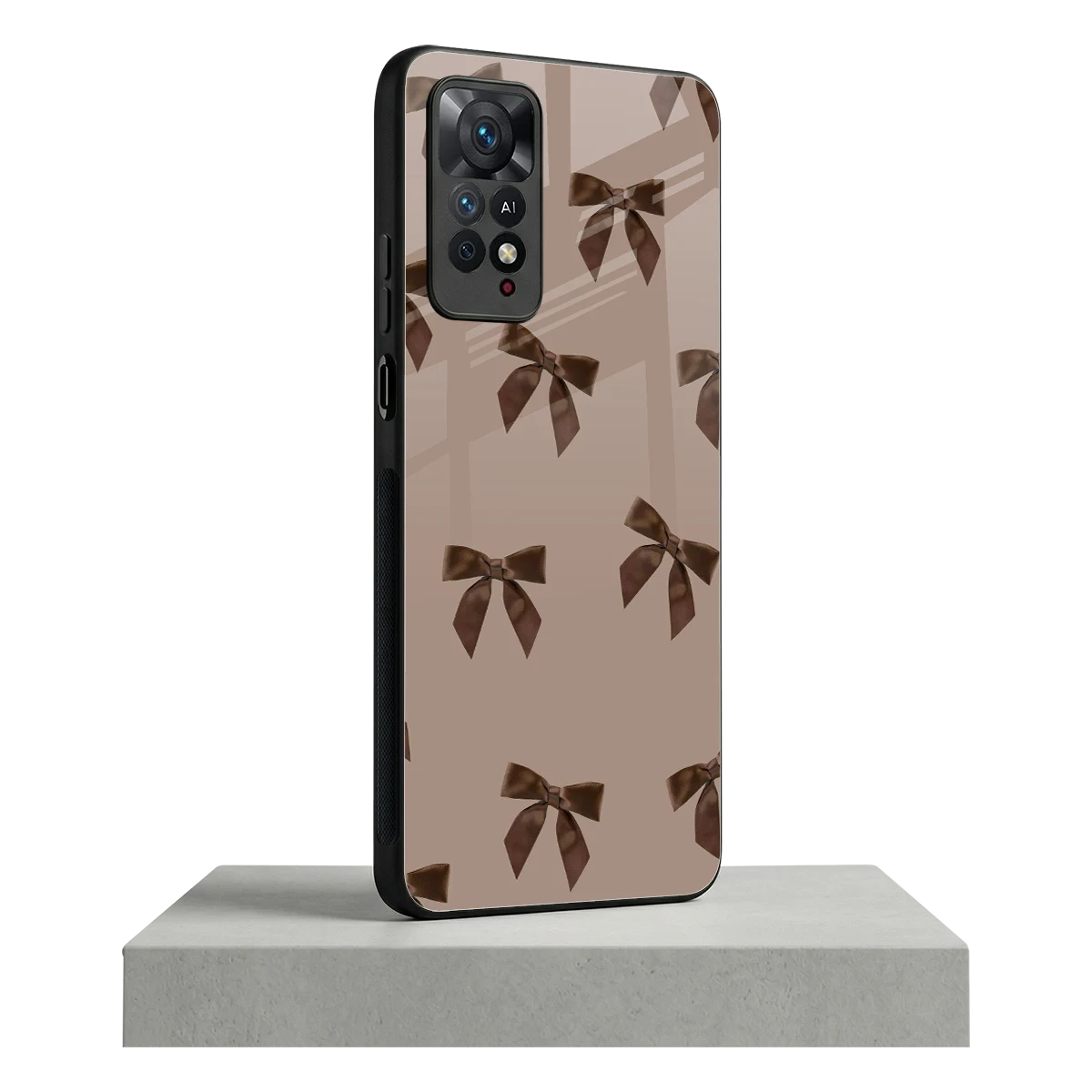 Brown Bow redmi note 11 pro mobile cover | shockproof glass phone case
