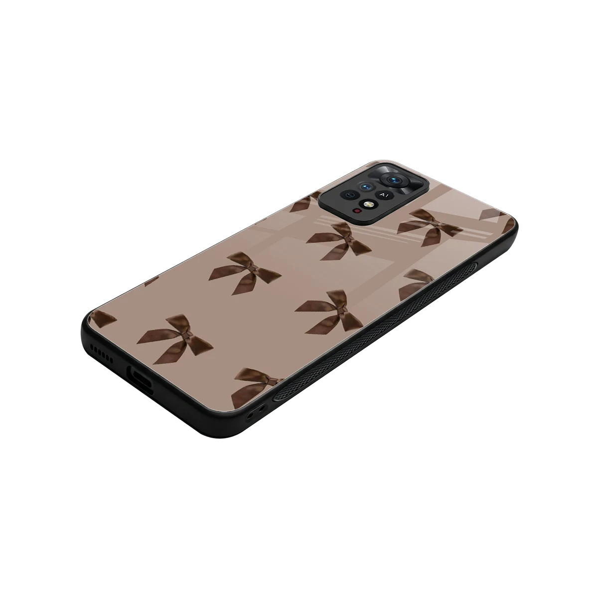 Brown Bow stylish phone case for redmi note 11 pro | glossy glass and slim fit