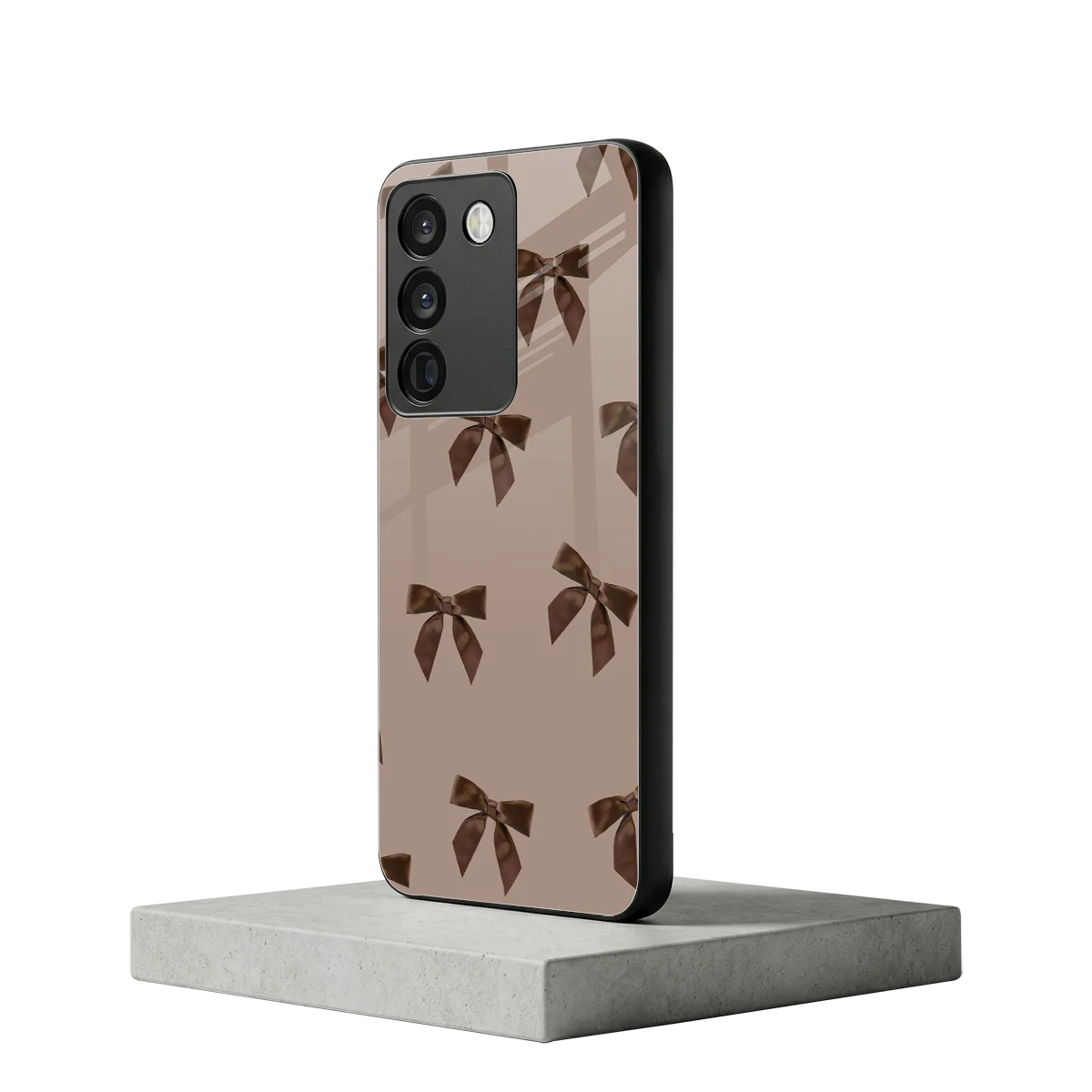 Brown Bow vivo y200 5g mobile cover | shockproof glass phone case