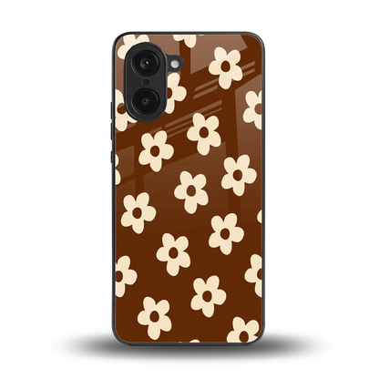 Brown Flowers back phone cover | glass case for oneplus nord ce5 5g