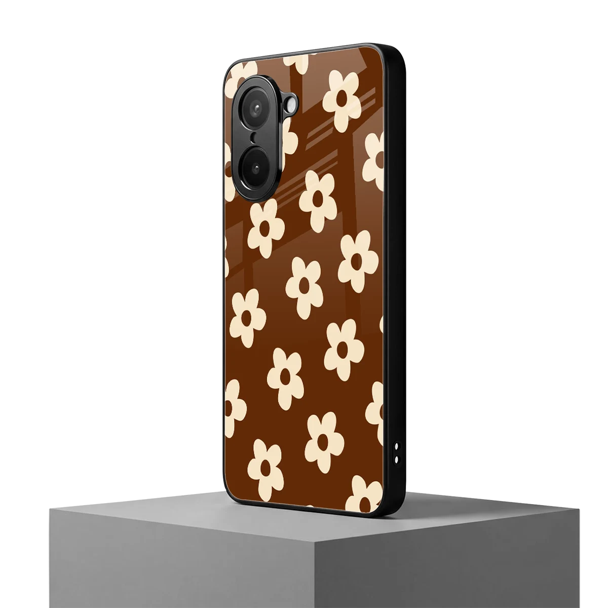 Brown Flowers oneplus nord ce5 5g mobile cover | shockproof glass phone case