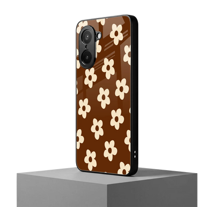 Brown Flowers oneplus nord ce5 5g mobile cover | shockproof glass phone case