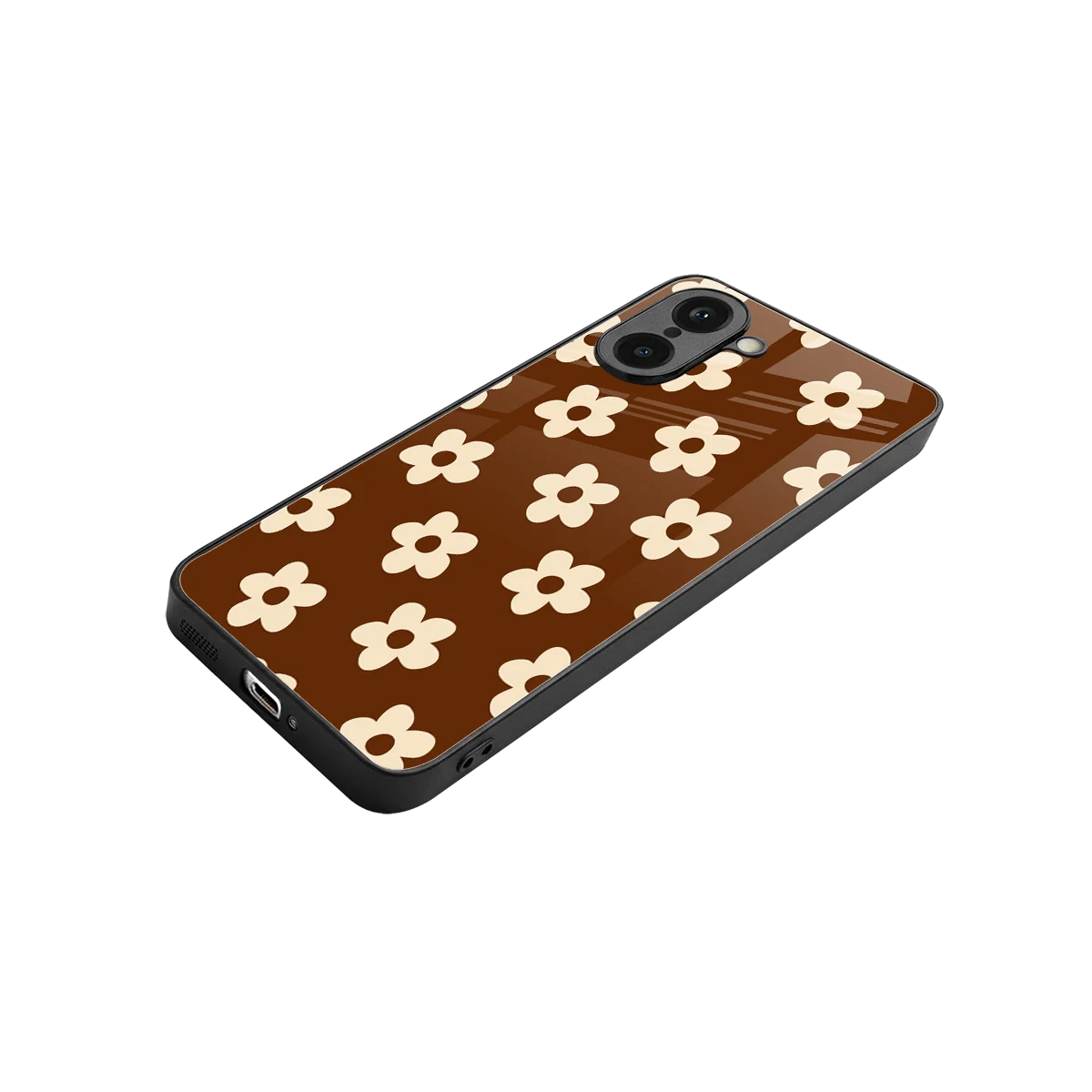 Brown Flowers stylish phone case for oneplus nord ce5 5g | glossy glass and slim fit