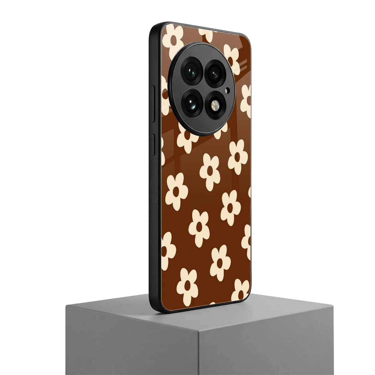 Brown Flowers oneplus 13 mobile cover | shockproof glass phone case