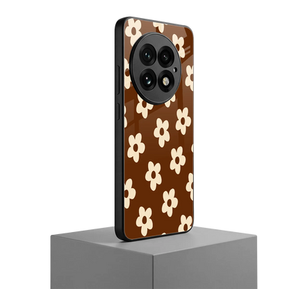 Brown Flowers oneplus 13 mobile cover | shockproof glass phone case