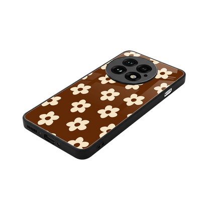 Brown Flowers stylish phone case for oneplus 13 | glossy glass and slim fit
