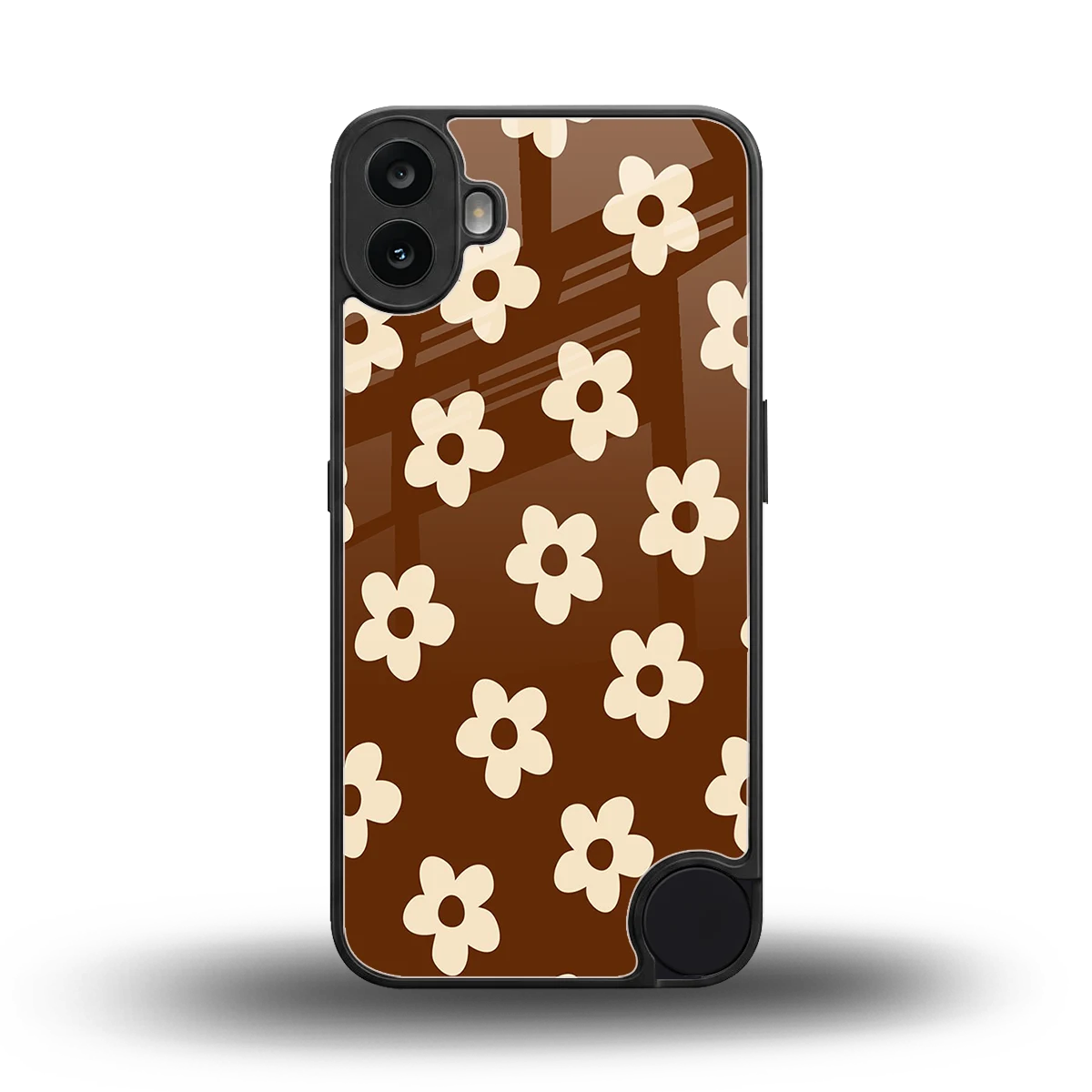 Brown Flowers back phone cover | glass case for cmf nothing phone 1