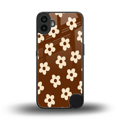 Brown Flowers back phone cover | glass case for cmf nothing phone 1