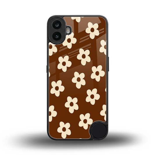 Brown Flowers back phone cover | glass case for cmf nothing phone 1