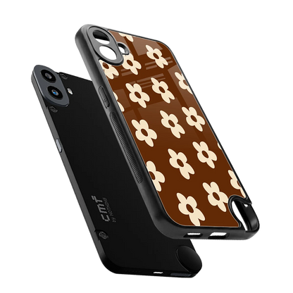 Brown Flowers sleek cmf nothing phone 1 cover with tempered glass back and TPU edges