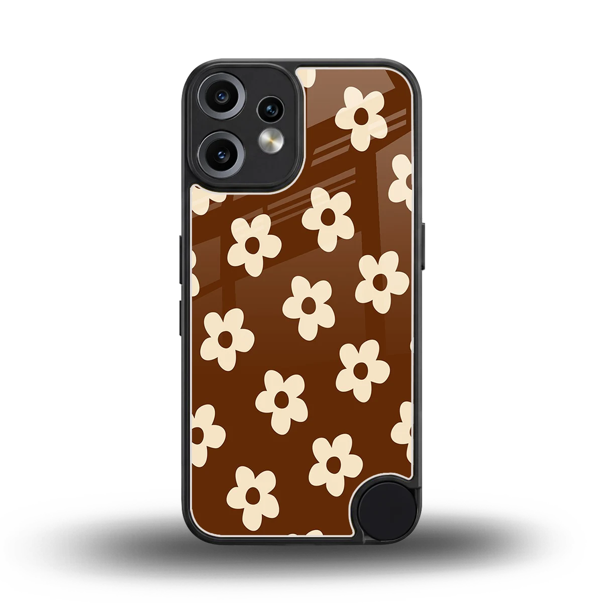 Brown Flowers back phone cover | glass case for cmf nothing phone 2 pro