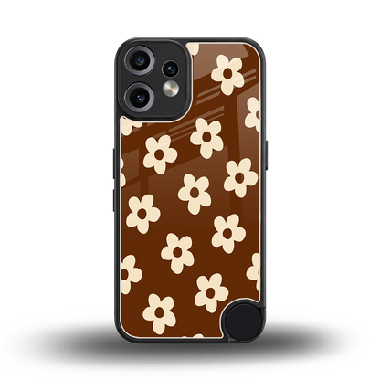 Brown Flowers back phone cover | glass case for cmf nothing phone 2 pro