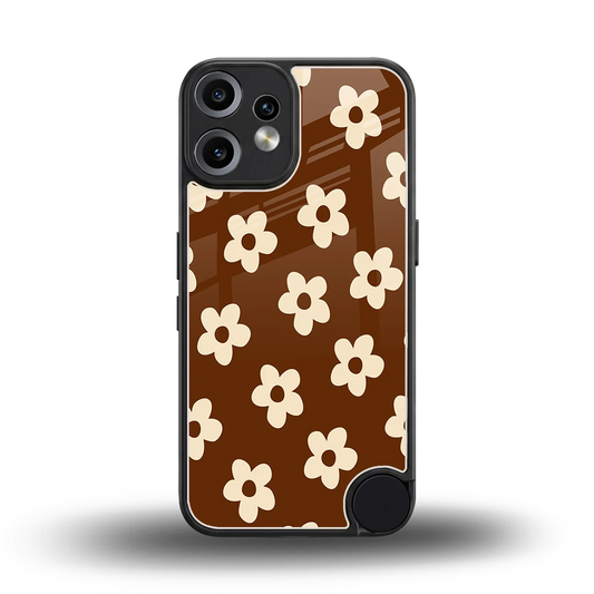 Brown Flowers back phone cover | glass case for cmf nothing phone 2 pro
