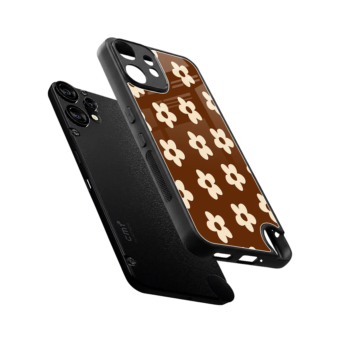 Brown Flowers sleek cmf nothing phone 2 pro cover with tempered glass back and TPU edges