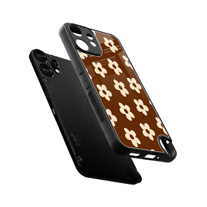 Brown Flowers sleek cmf nothing phone 2 pro cover with tempered glass back and TPU edges