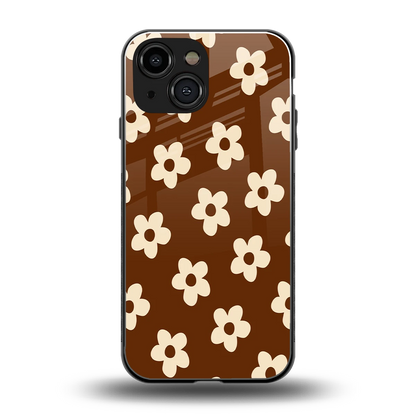 Brown Flowers back phone cover | glass case for iphone 13 mini