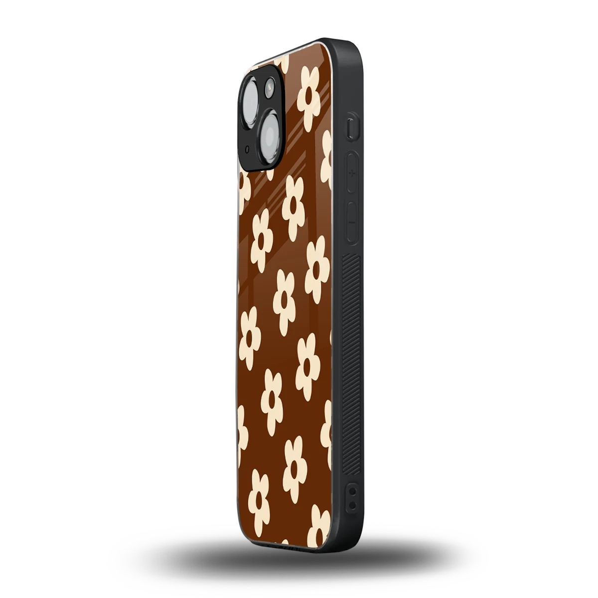 Brown Flowers iphone 13 mini mobile cover | shockproof glass phone case