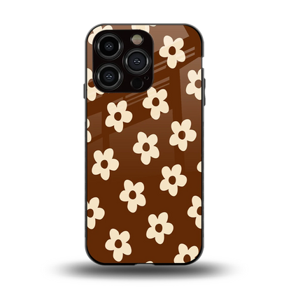 Brown Flowers back phone cover | glass case for iphone 13 pro